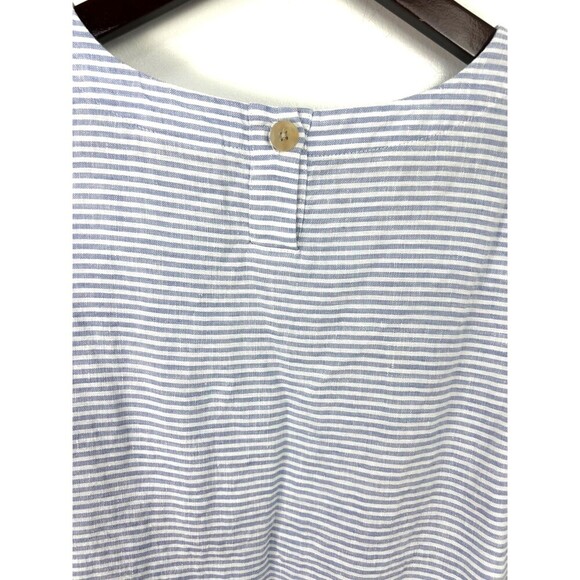 J Jill Love Linen Stripe Sleeveless Button Organic Tank Dress MP Petite 1102R4 - Picture 9 of 12